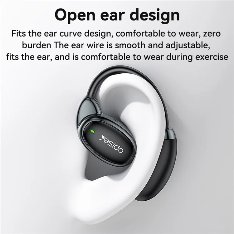 Yesido YSP19 OWS Open-ear-ear Bluetooth Headphones Com Classificação à Prova D'água IPX5 - Preto
