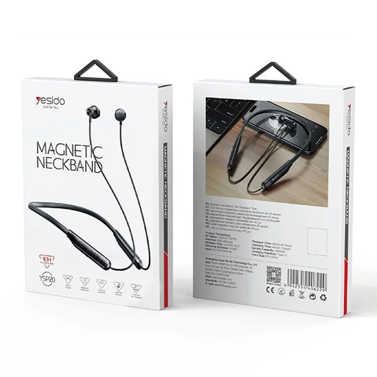 YESIDO YSP20 Magnetic Neck-Mount Earphones Lightweight Magnetic Absorption Headphones