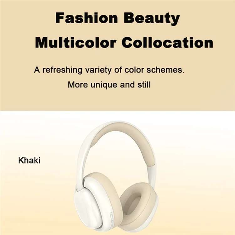 P7236 Wireless Stereo Bluetooth-compatible Headphone Over-Ear Gaming Music Headset - Khaki