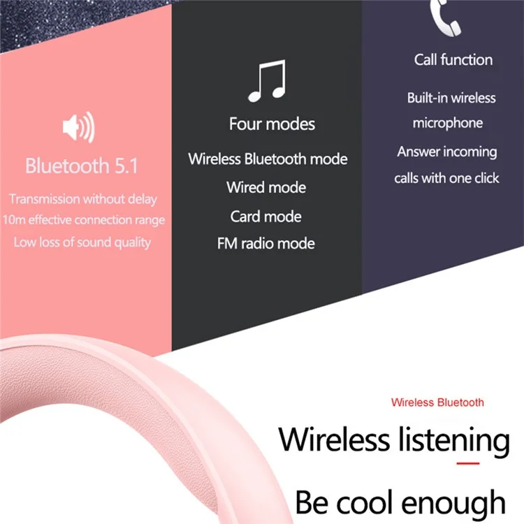 P7235 Over-Ear Bluetooth-compatible 5.1 Headphones HD Sound Headset Support TF Card, 3.5mm AUX - Beige
