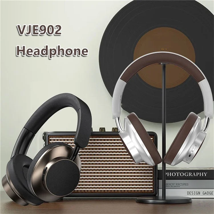 VJE 902 Low-Latency Over-Ear Headset HD Sound Bluetooth-compatible 5.3 Wireless Headphones Support AUX / TF / FM - Brown