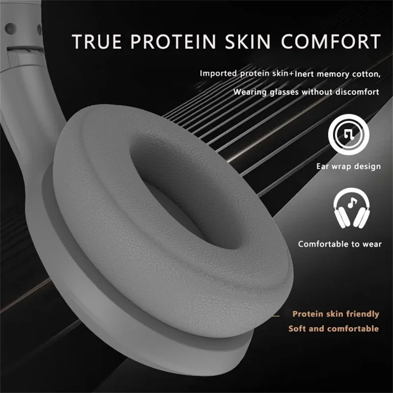P6066 Over-Ear Active Noise-Cancelling Headset Bluetooth-compatible 5.3 Wireless Headphones Support AUX - Grey