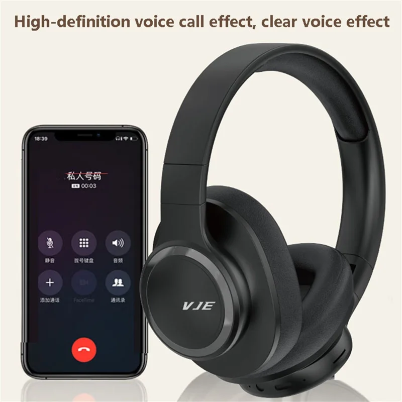 VJE 905 Bluetooth-compatible 5.3 Over-Ear Headphones, HD Sound Wireless Headset Support AUX  /  TF  /  FM - Pink