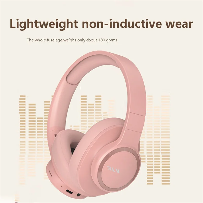 VJE 905 Bluetooth-compatible 5.3 Over-Ear Headphones, HD Sound Wireless Headset Support AUX  /  TF  /  FM - Pink