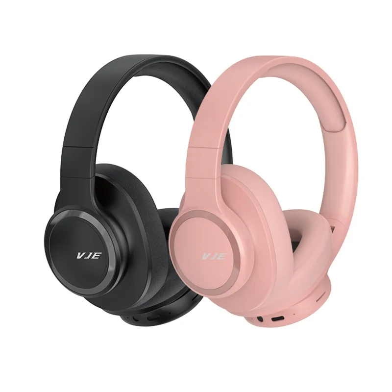 VJE 905 Bluetooth-compatible 5.3 Over-Ear Headphones, HD Sound Wireless Headset Support AUX  /  TF  /  FM - Pink