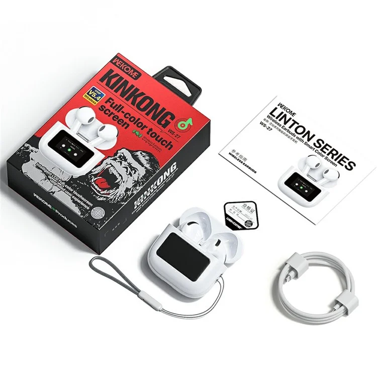 WEKOME WS-27 Kinkong-Linton Series Smart Color Screen Bluetooth-compatible Headset Wireless Headphone with Charging Case