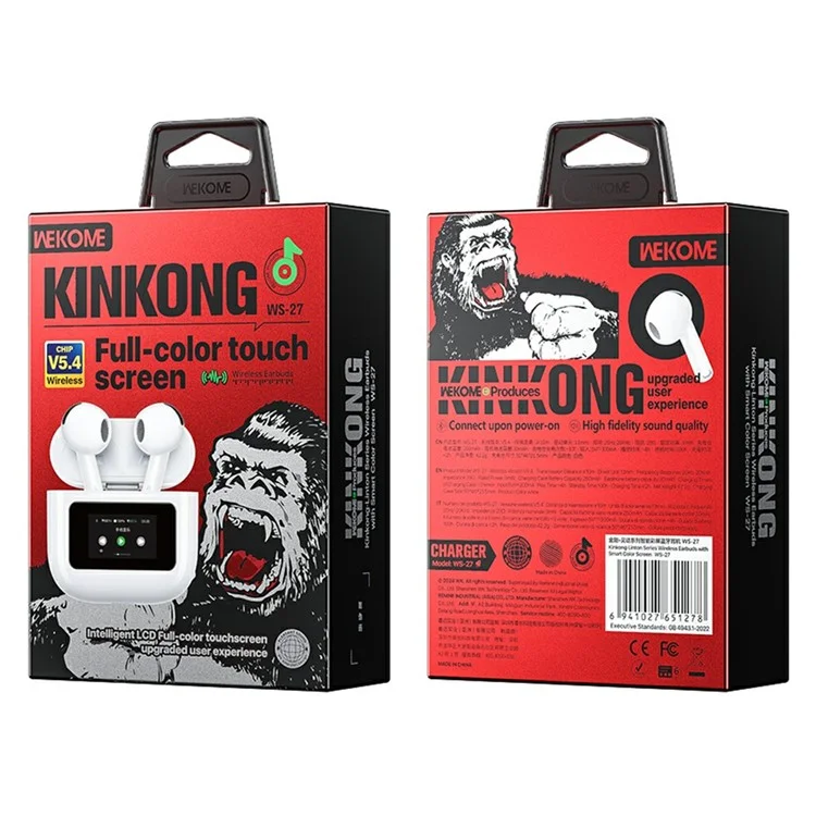 WEKOME WS-27 Kinkong-Linton Series Smart Color Screen Bluetooth-compatible Headset Wireless Headphone with Charging Case