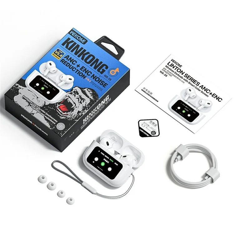 WEKOME WS-26 Kinkong-Linton Series Smart Color Screen ANC+ENC Noise Reduction Bluetooth-compatible Earbuds with Charging Case