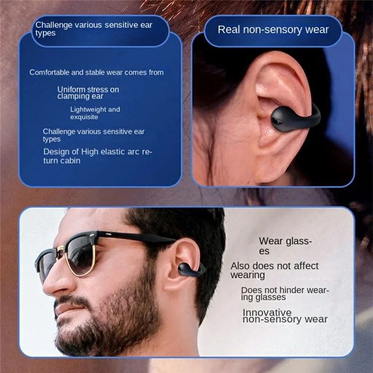 Écouteurs Bluetooth Sans Fil T7500 Écouteur de Conduction en os - Noir