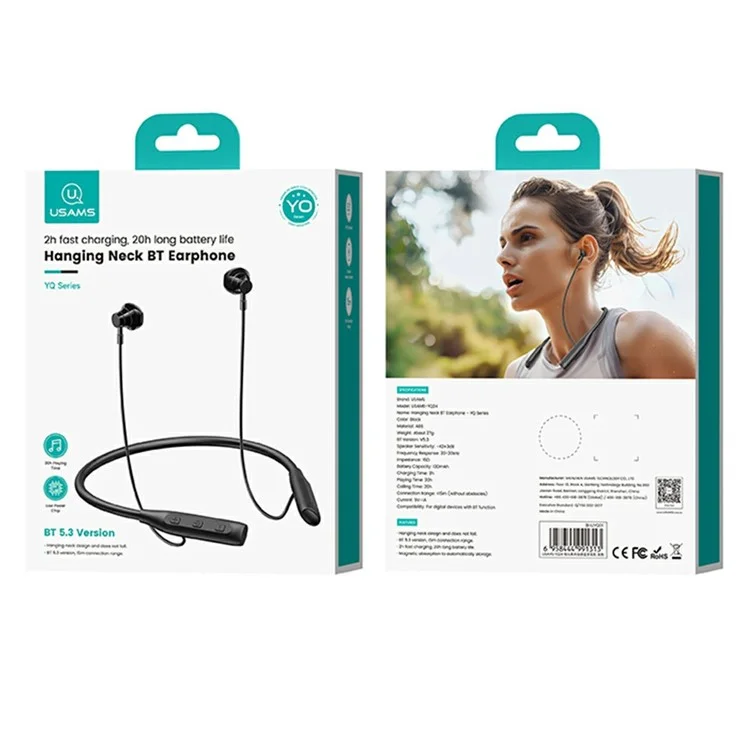Écouteurs sans fil magnétiques Bluetooth USAMS YQ24 YQ Series Hanging Neck Sports