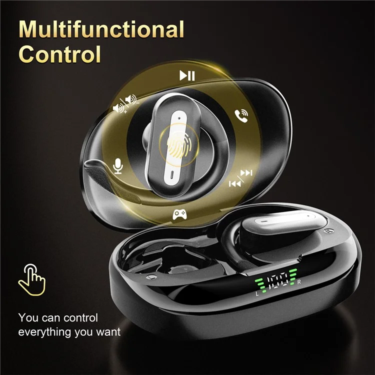 SP36 ENC Noise Reduction Wireless Bluetooth-compatible Sports Earphones with Rotating Hook - Black