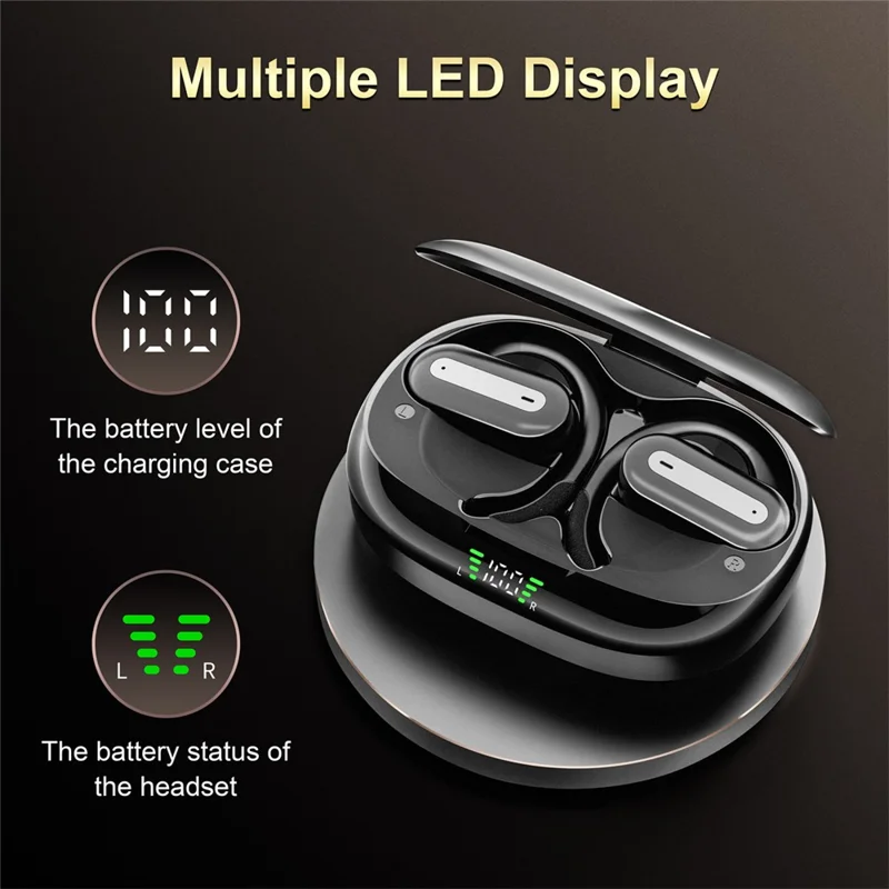 SP36 ENC Noise Reduction Wireless Bluetooth-compatible Sports Earphones with Rotating Hook - Black
