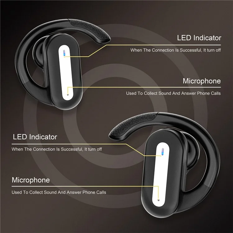 SP36 ENC Noise Reduction Wireless Bluetooth-compatible Sports Earphones with Rotating Hook - Black