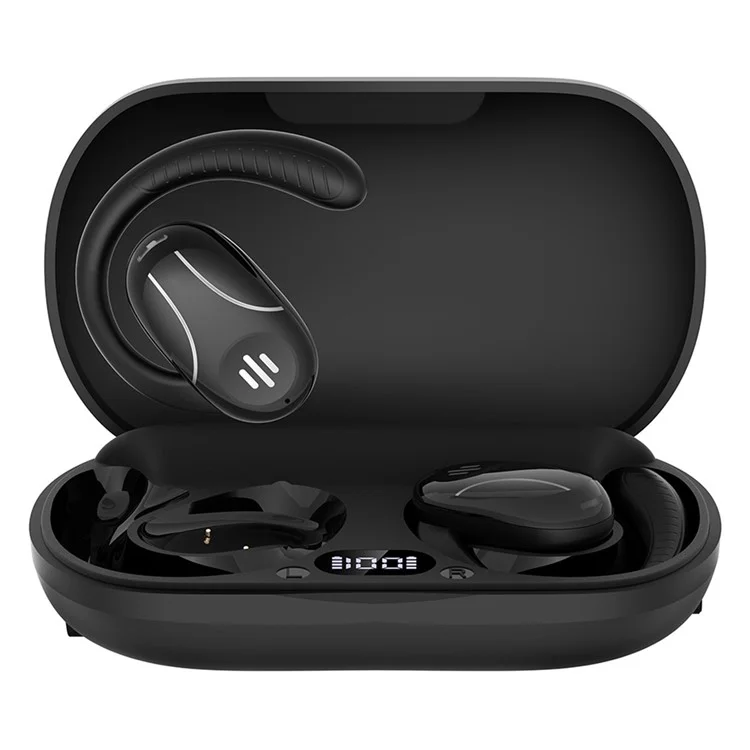 SP30 AI Directional Voice Transmission Open Ear Headphones Bluetooth-compatible Earphones with Rotating Hook - Black