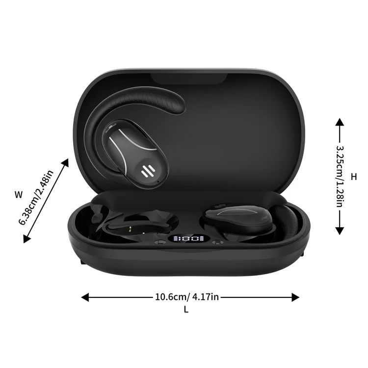SP30 AI Directional Voice Transmission Open Ear Headphones Bluetooth-compatible Earphones with Rotating Hook - Black