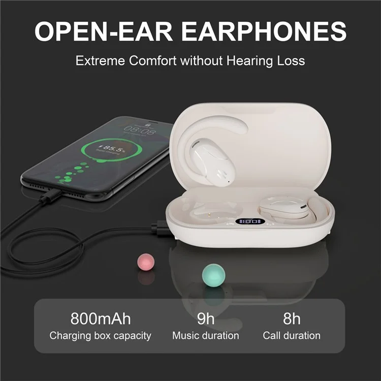 SP30 AI Directional Voice Transmission Open Ear Headphones Bluetooth-compatible Earphones with Rotating Hook - Nude