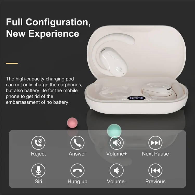 SP30 AI Directional Voice Transmission Open Ear Headphones Bluetooth-compatible Earphones with Rotating Hook - Nude