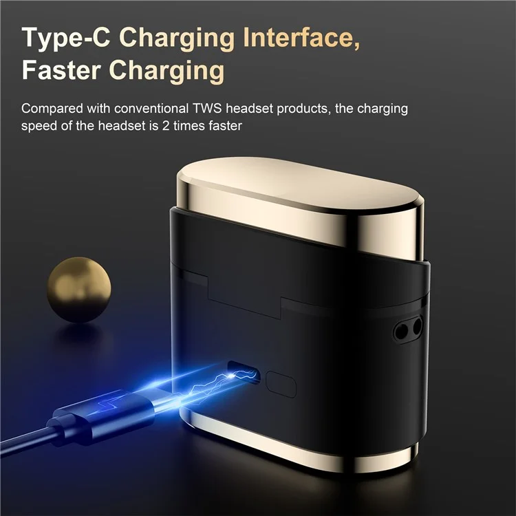 BD2 Smart Digital Display Touch Screen Wireless Bluetooth Headset ANC+ENC Noise Cancelling - Dourado
