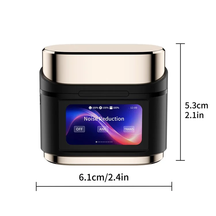 BD2 Smart Digital Display Touch Screen Wireless Bluetooth Headset ANC+ENC Noise Cancelling - Dourado