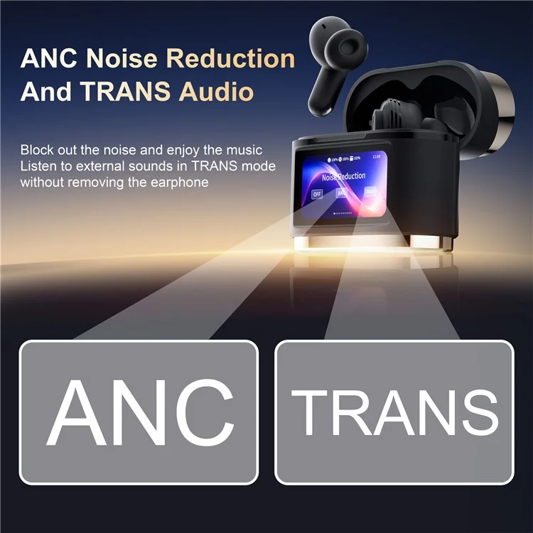 BD2 Smart Digital Display Touch Screen Wireless Bluetooth Headset ANC+ENC Noise Cancelling - Dourado