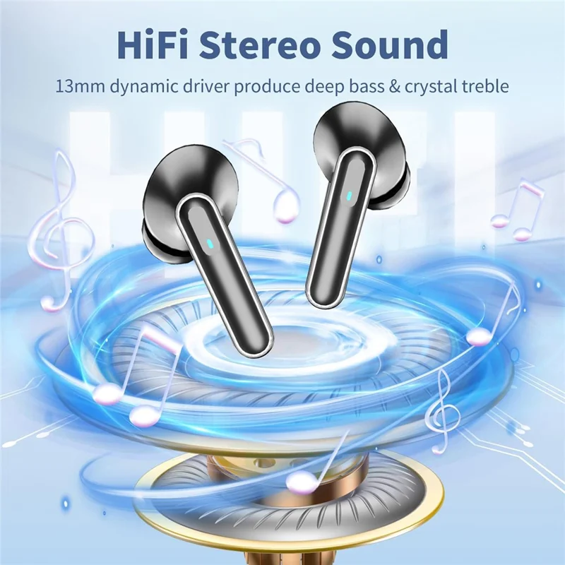 DP4 HiFi Sound Bluetooth-compatible Earphones Noise Reduction Wireless In-Ear Headphones - Black