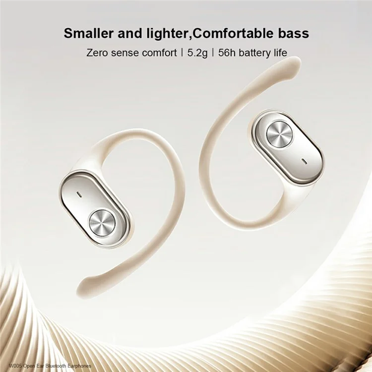XUNDD W005 1 Pair Open-Ear Earphones Bluetooth-compatible 5.4 Earbuds with Earhooks - Beige