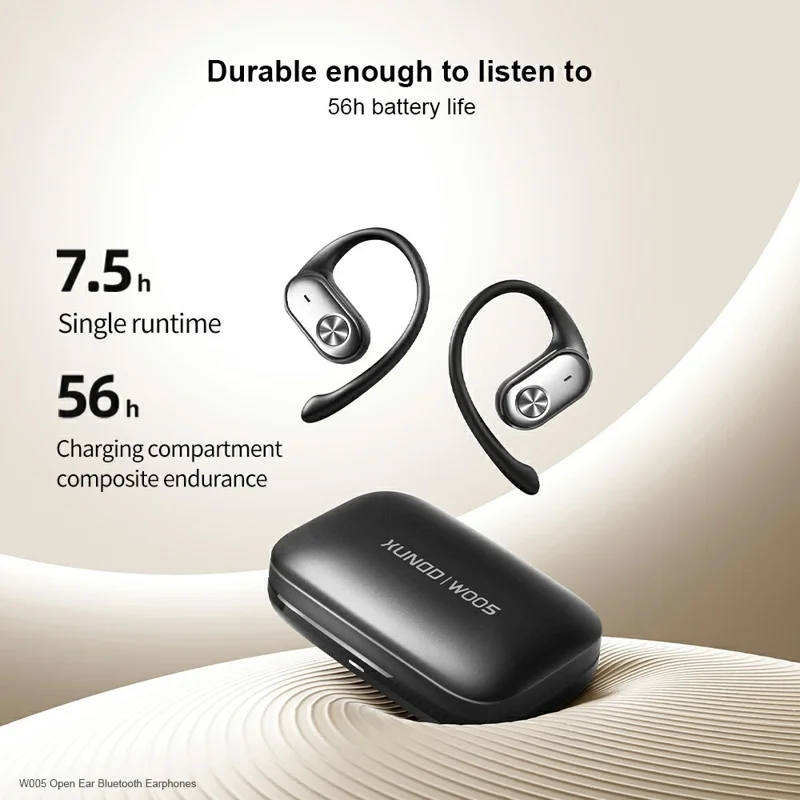 XUNDD W005 1 Pair Open-Ear Earphones Bluetooth-compatible 5.4 Earbuds with Earhooks - Black