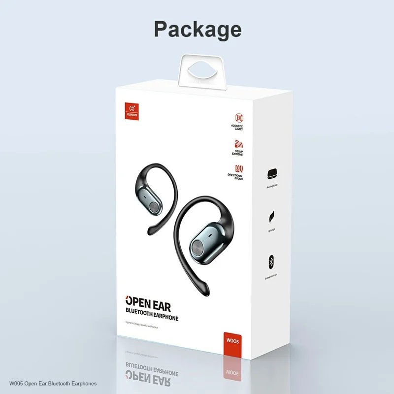 XUNDD W005 1 Pair Open-Ear Earphones Bluetooth-compatible 5.4 Earbuds with Earhooks - Black