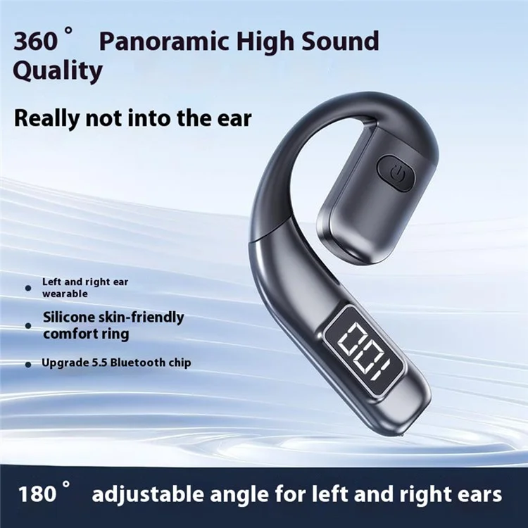 V700 Wireless Earbuds Bluetooth-compatible 5.5 Sports Earphones with Earhooks LED Power Display - Black