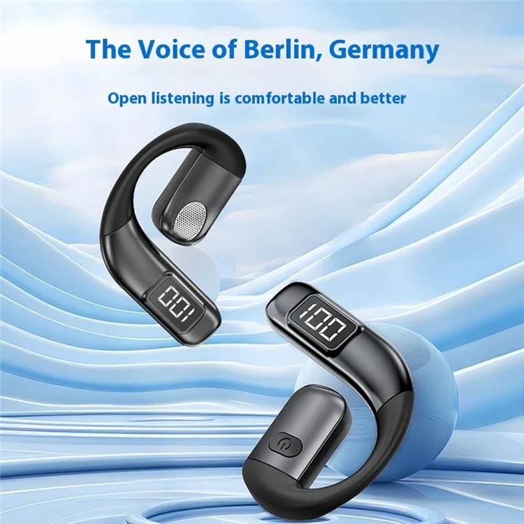 V700 Wireless Earbuds Bluetooth-compatible 5.5 Sports Earphones with Earhooks LED Power Display - Black