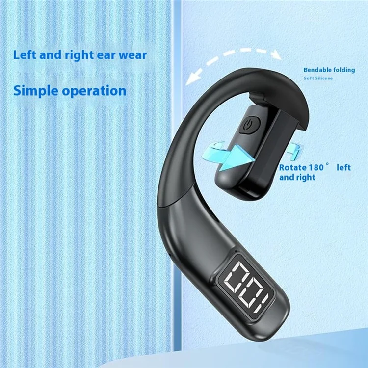V700 Wireless Earbuds Bluetooth-compatible 5.5 Sports Earphones with Earhooks LED Power Display - Black