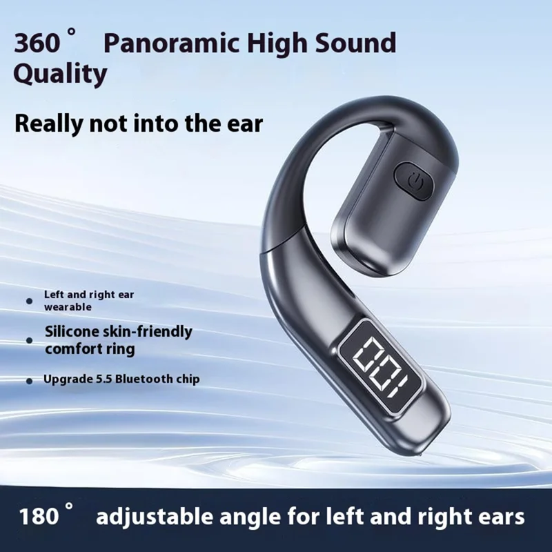 V700 Wireless Earbuds Bluetooth-compatible 5.5 Sports Earphones with Earhooks LED Power Display - Grey