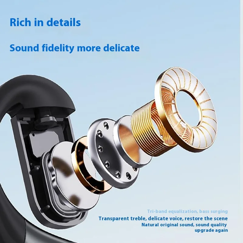 V700 Wireless Earbuds Bluetooth-compatible 5.5 Sports Earphones with Earhooks LED Power Display - Grey