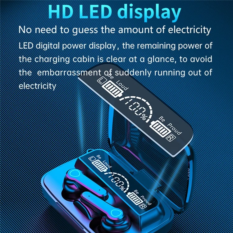 M19pro Bluetooth-compatible In-Ear Headphones HiFi Stereo Sound Touch Control Wireless Earbuds