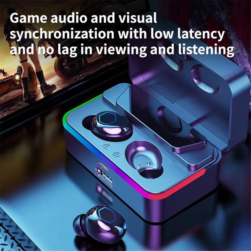 M49pro Surround Sound Bluetooth-compatible 5.4 In-ear Earphones Audio Sync Gaming Headphones - White