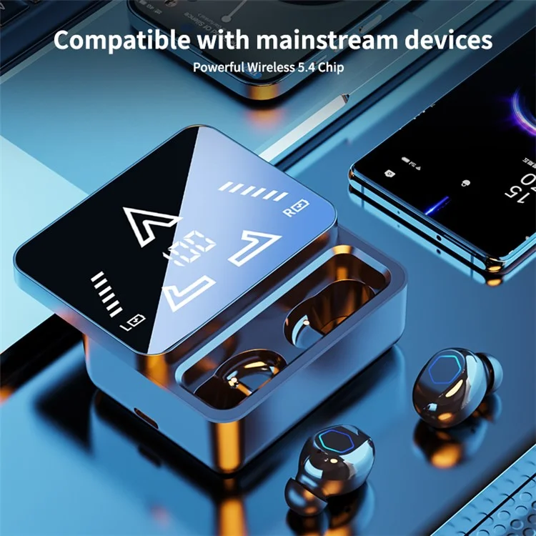 M48pro Wireless In-ear Bluetooth-compatible Earbuds HiFi Sound IPX7 Waterproof Headphones - White