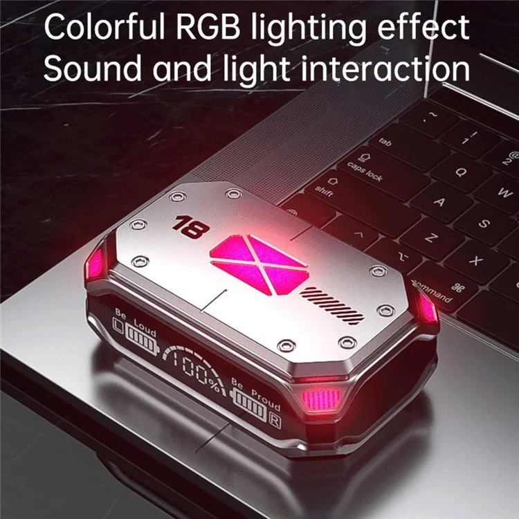 M41 Bluetooth -ohrhörer CVC8.0 Rauschreduktion Gaming Wireless Ohrhörer Mit RGB Light -ladungskoffer