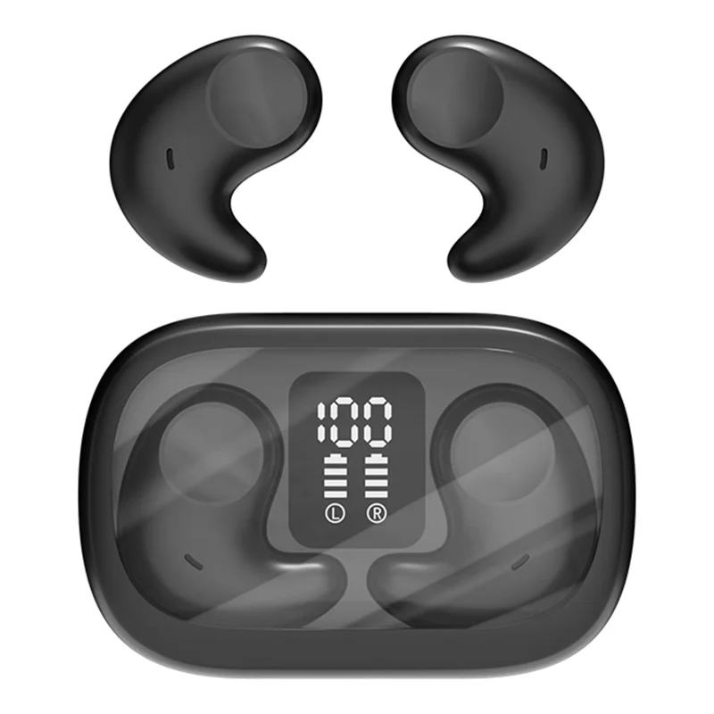 M51 Mini Bluetooth-compatible Earphones Noise Reduction Wireless Sleep Earbuds with Charging Case for Side Sleepers - Black