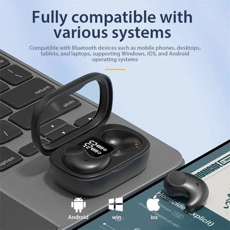 M51 Mini Bluetooth-compatible Earphones Noise Reduction Wireless Sleep Earbuds with Charging Case for Side Sleepers - Black