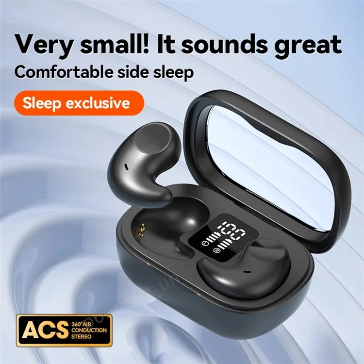 M51 Mini Bluetooth-compatible Earphones Noise Reduction Wireless Sleep Earbuds with Charging Case for Side Sleepers - Black