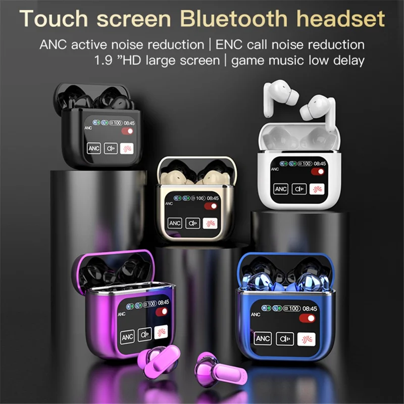 SE-60 Bluetooth-compatible 5.4 Headphones with Smart Touch Screen Housing Noise Cancelling Wireless Earbuds - Blue