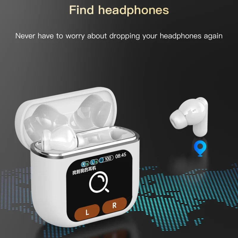 SE-60 Bluetooth-compatible 5.4 Headphones with Smart Touch Screen Housing Noise Cancelling Wireless Earbuds - Blue