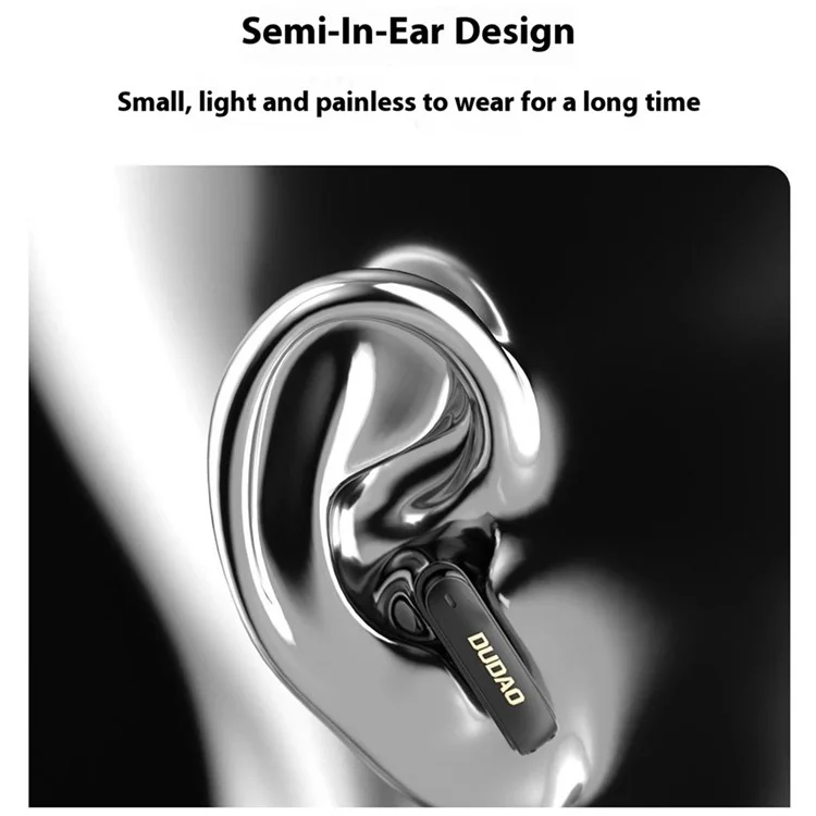 DUDAO U18pro TWS Bluetooth Earnessphones Wireless Music Headset Com Caixa de Carregamento Transparente - Preto