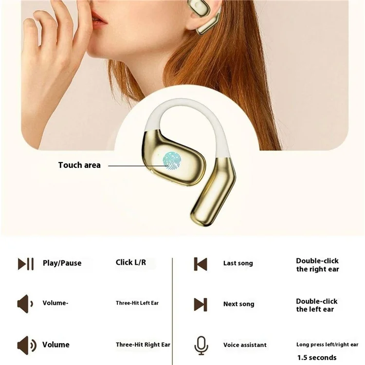 DUDAO U17Max OWS Auricolare Bluetooth Auricolare Ear Hanging Touch Sports Music Calls - Albicocca