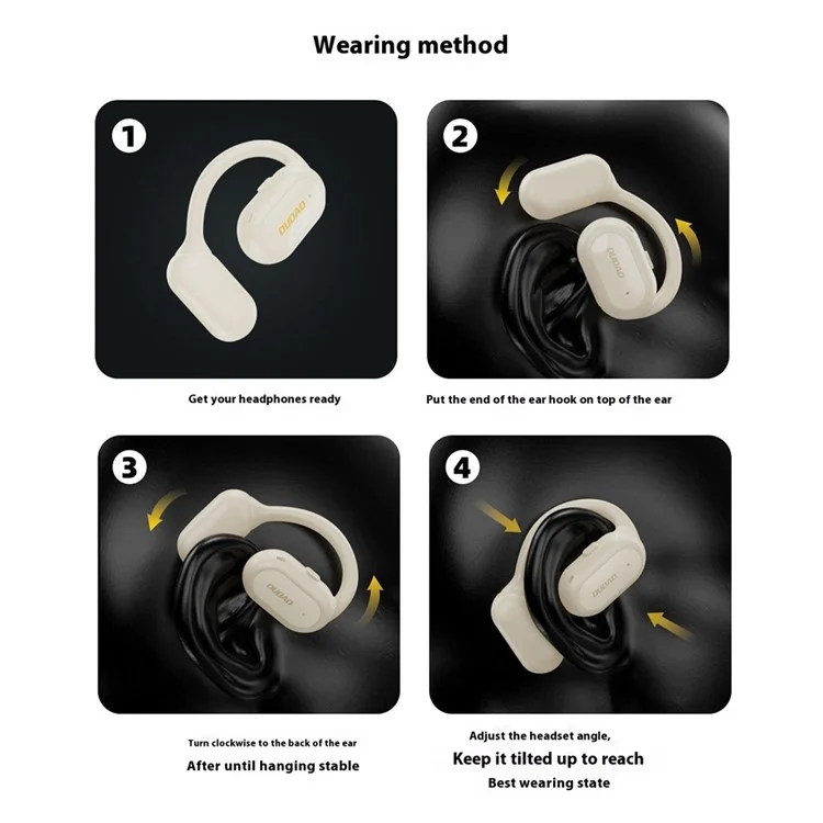 Dudao U4A Single Ear Ows Bluetooth Auriculares Para el Oído Colgante de la Música de Negocios Auriculares - Negro