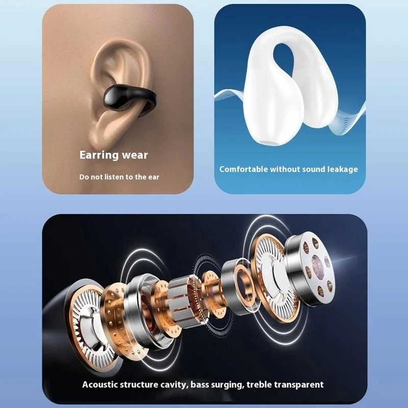 DUDAO U17 Ear Clip Bluetooth-compatible Earphone Bone Conduction Wireless Stereo Music Headset - Black