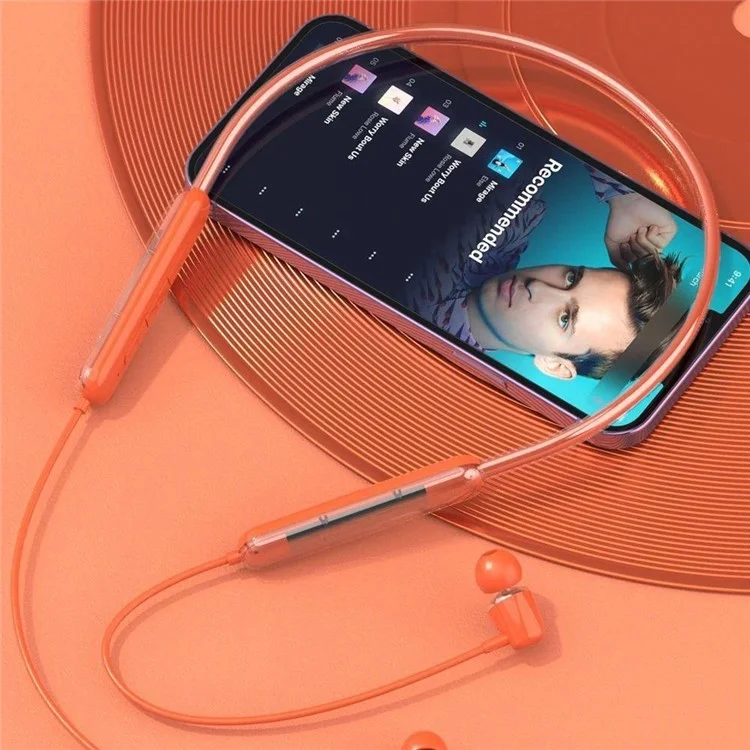 DUDAO U5Pro In-Ear Neckband Bluetooth-compatible 5.3 Headset Sport Running Wireless Stereo Music Earphone - Orange