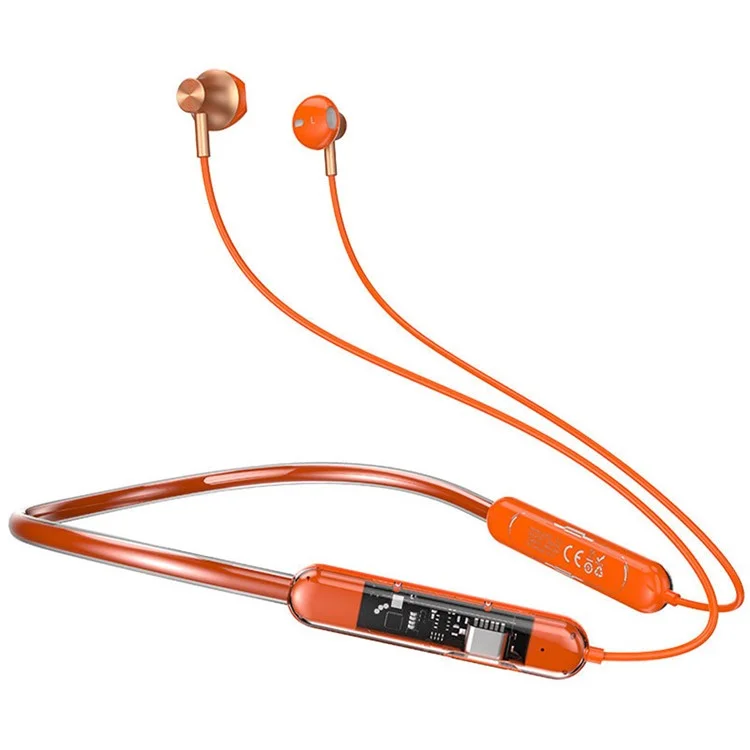 DUDAO U5Pro Semi-In-Ear Neckband Bluetooth-compatible 5.3 Headset Sport Running Wireless Stereo Music Earphone - Orange