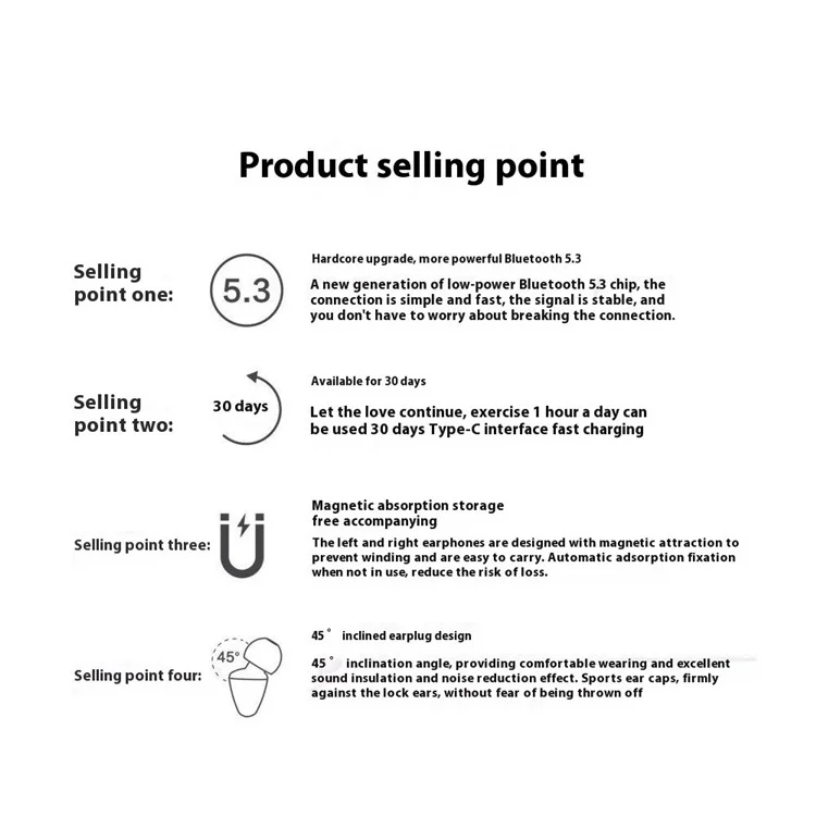 DUDAO U5Pro Semi-In-Ear Neckband Bluetooth-compatible 5.3 Headset Sport Running Wireless Stereo Music Earphone - Orange
