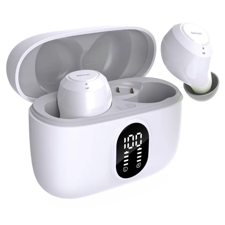 Bulk Purchasing G13-DP TWS Bluetooth-compatible 5.4 Earbuds Bean Shape In-Ear Headphones with Digital Display Charging Case - White